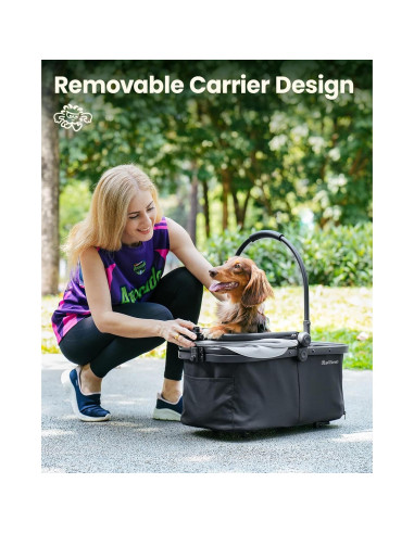 Carrito para Mascotas Pawccoli Plegable 15 kg Negro