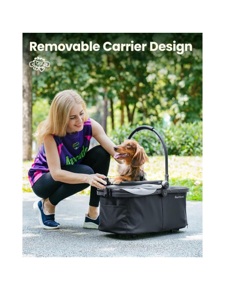 Carrito para Mascotas Pawccoli Plegable 15 kg Negro