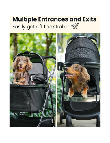 Carrito para Mascotas Pawccoli Plegable 15 kg Negro