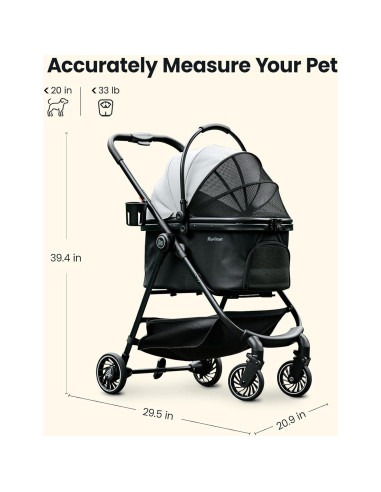 Carrito para Mascotas Pawccoli Plegable 15 kg Negro