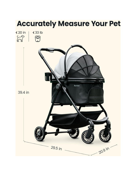 Carrito para Mascotas Pawccoli Plegable 15 kg Negro