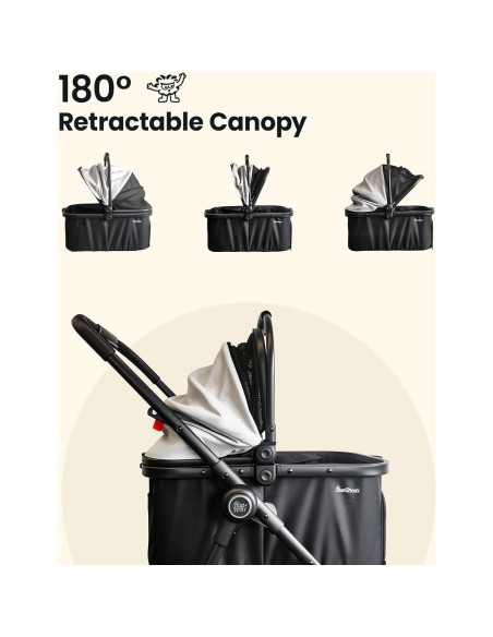 Carrito para Mascotas Pawccoli Plegable 15 kg Negro