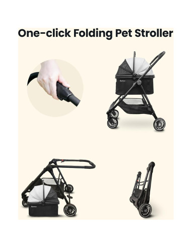 Carrito para Mascotas Pawccoli Plegable 15 kg Negro