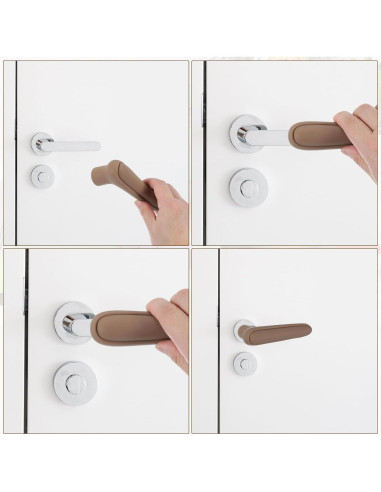 Cubiertas de Manijas de Puerta uxcell de Silicona 2 Pcs Marrón