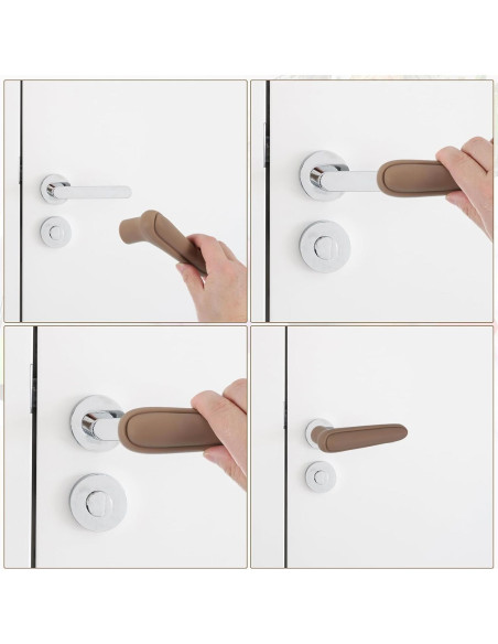 Cubiertas de Manijas de Puerta uxcell de Silicona 2 Pcs Marrón