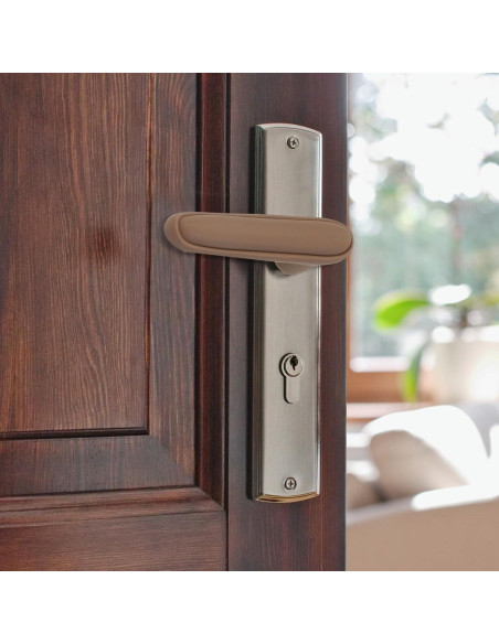 Cubiertas de Manijas de Puerta uxcell de Silicona 2 Pcs Marrón