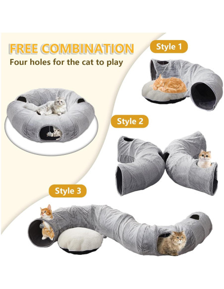 Cama túnel para gatos WINDRACING XL gris 95x95 cm