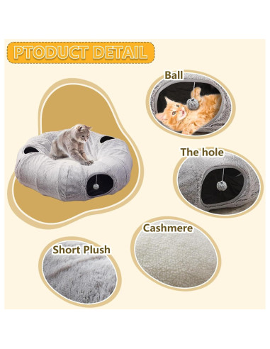 Cama túnel para gatos WINDRACING XL gris 95x95 cm