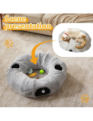 Cama túnel para gatos WINDRACING XL gris 95x95 cm
