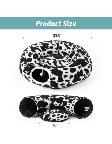 Túnel de Gato Plegable COZY KISS con Cojín Lavable 85x85 cm