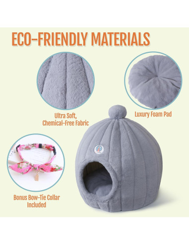 Cama Domo para Gatos Grandes TailTower 61x58 cm Gris Claro