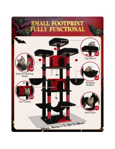 Árbol para Gatos Globlazer Gótico F80 203 cm Negro Rojo 2