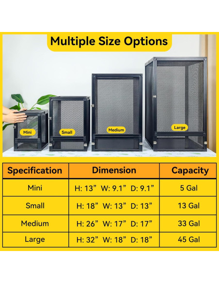 Terrario Plegable Runduck 33 Galones 66x43x43cm Negro