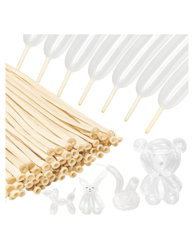 100 Globos Largos de Láttex Claro KUULBELA para Modelar