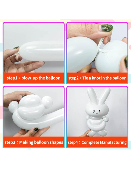 100 Globos Largos de Láttex Claro KUULBELA para Modelar