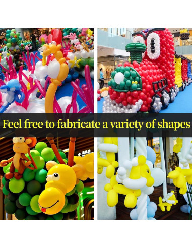 100 Globos Largos de Láttex Claro KUULBELA para Modelar