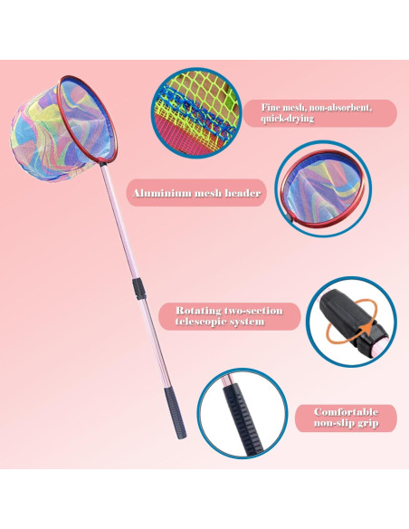 Red de Pesca LPEIEB 2 Pcs Retráctil 25.4x25 cm para Niños