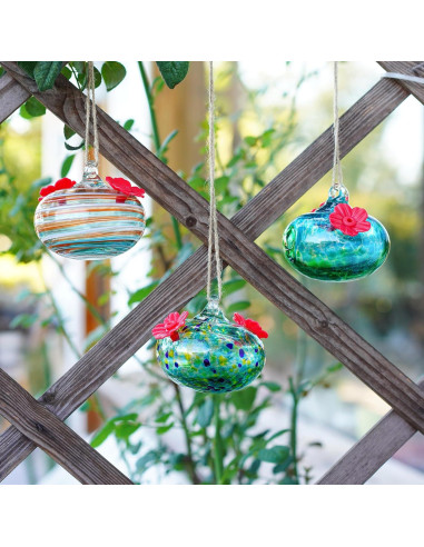 3 Alimentadores de Colibrí de Vidrio KRISININE para Exteriores