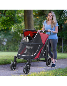 Carrito para Perros Halitaa Rojo Plegable 59 kg 105x46x98 cm 2