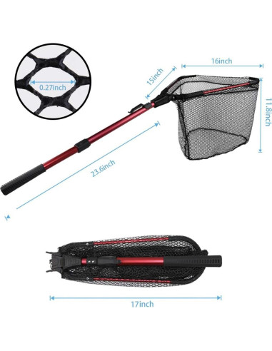 Red de Pesca Plegable YVLEEN con Mango Telescópico 40cm