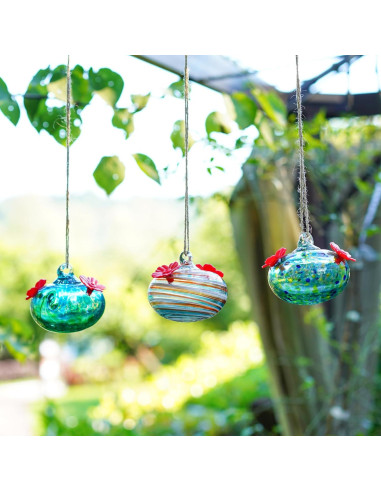 3 Alimentadores de Colibrí de Vidrio KRISININE para Exteriores