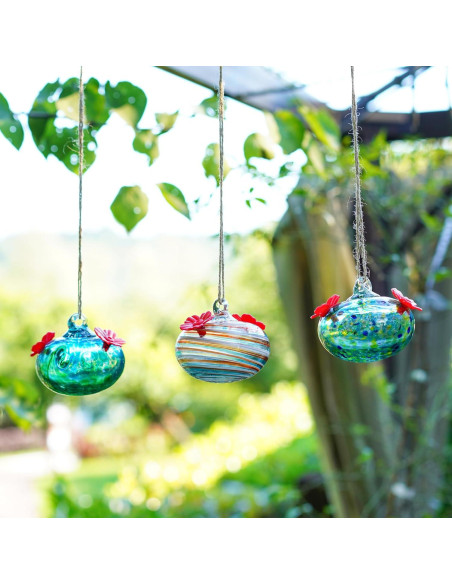 3 Alimentadores de Colibrí de Vidrio KRISININE para Exteriores