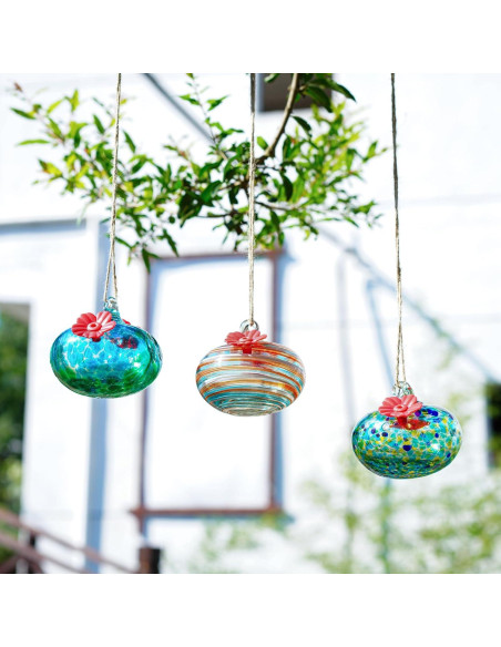 3 Alimentadores de Colibrí de Vidrio KRISININE para Exteriores