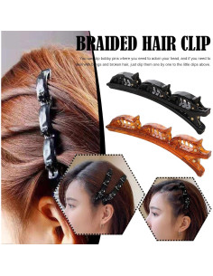 Clips de Cabello 2 en 1 Risprsulen - Trenzados Negro y Marrón 2