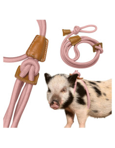 Arnés y Correa Ajustable para Mini Cerdo PORCINE - Rosa Malva