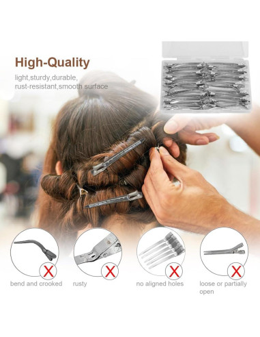 30 Clips de Cabello de Metal Ruocce Punta de Pato 8.9 cm