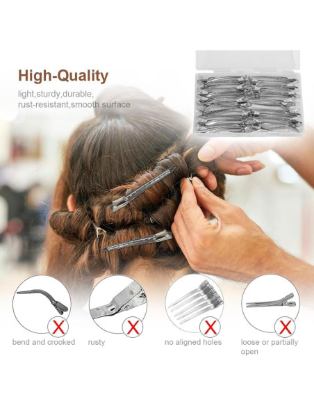 30 Clips de Cabello de Metal Ruocce Punta de Pato 8.9 cm