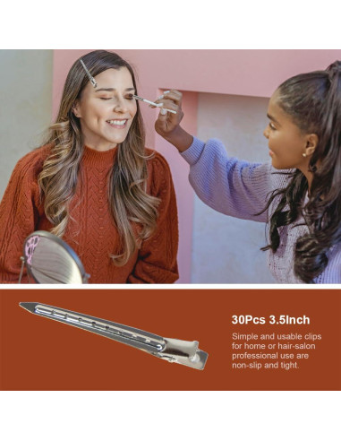 30 Clips de Cabello de Metal Ruocce Punta de Pato 8.9 cm