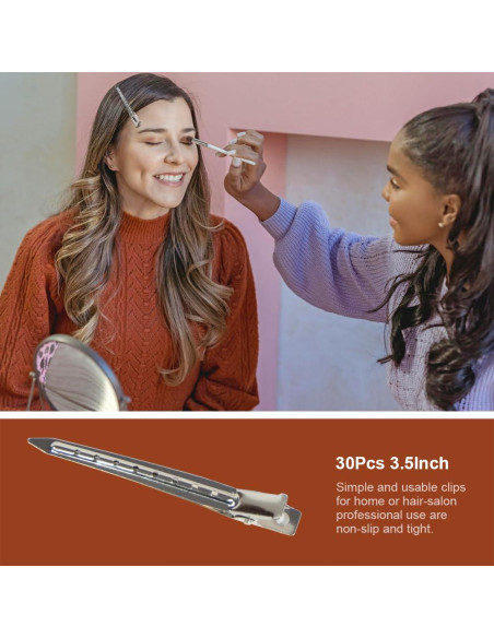 30 Clips de Cabello de Metal Ruocce Punta de Pato 8.9 cm