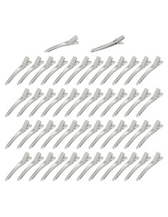 Cinaci 50 Clips de Pelo Alligator Metálicos 5cm Plata