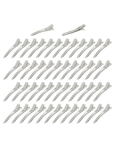 Cinaci 50 Clips de Pelo Alligator Metálicos 5cm Plata