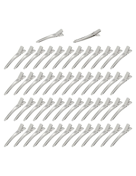 Cinaci 50 Clips de Pelo Alligator Metálicos 5cm Plata