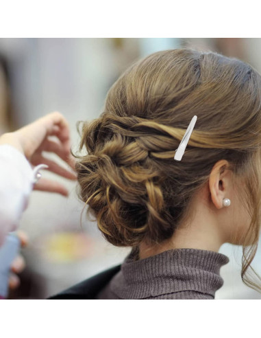 Cinaci 50 Clips de Pelo Alligator Metálicos 5cm Plata