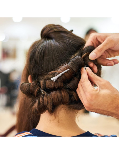 Cinaci 50 Clips de Pelo Alligator Metálicos 5cm Plata