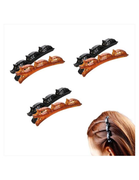 Clips de Cabello Trenzados ZhangyiHot - 6 Pcs (3 Negros + 3 Marrones)