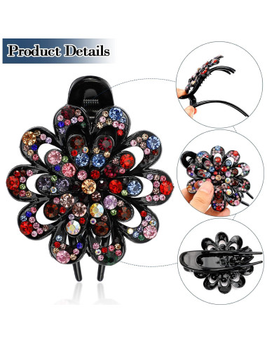 4 Clips de Pelo con Rhinestones Woerma - 9.5x6 cm