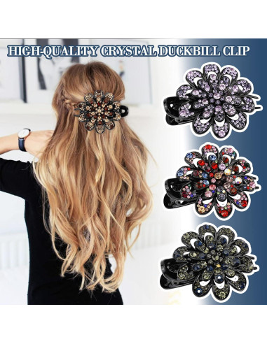 4 Clips de Pelo con Rhinestones Woerma - 9.5x6 cm