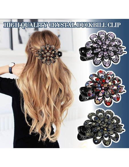 4 Clips de Pelo con Rhinestones Woerma - 9.5x6 cm