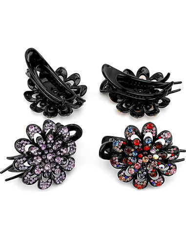 4 Clips de Pelo con Rhinestones Woerma - 9.5x6 cm