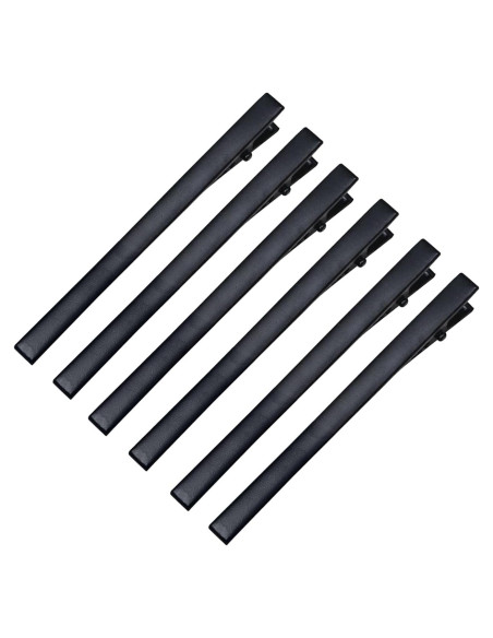 6 Clips de Pelo Cocodrilo Metal Negro 8cm KINGWEDDING