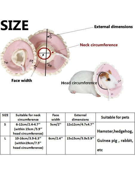 Collar de Recuperación Ajustable KUNBIUH para Conejos y Chinchillas (S)