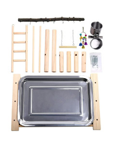 Soporte de Juego para Aves PINVNBY - Jaula de Madera 37.5cm 2