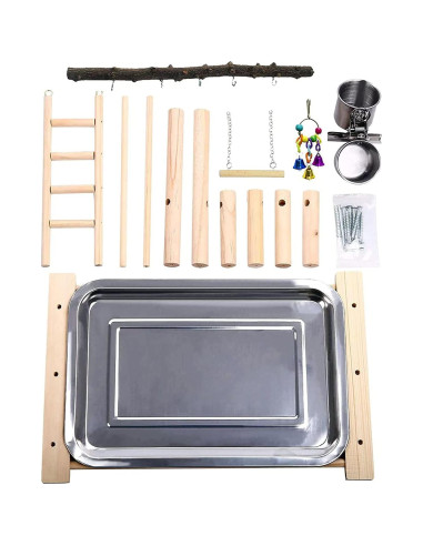 Soporte de Juego para Aves PINVNBY - Jaula de Madera 37.5cm