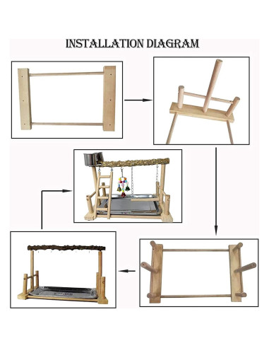 Soporte de Juego para Aves PINVNBY - Jaula de Madera 37.5cm