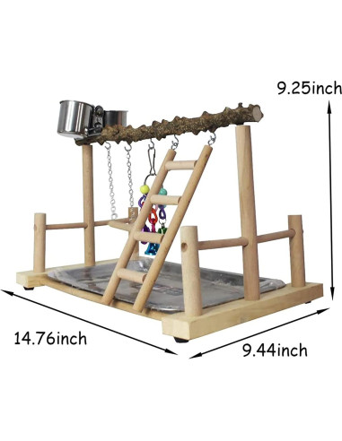 Soporte de Juego para Aves PINVNBY - Jaula de Madera 37.5cm