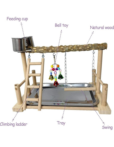 Soporte de Juego para Aves PINVNBY - Jaula de Madera 37.5cm